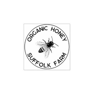 Organic Natural Honey Bee Simple  Rubber Stamp