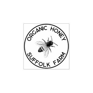 Organic Natural Honey Bee Simple  Rubber Stamp