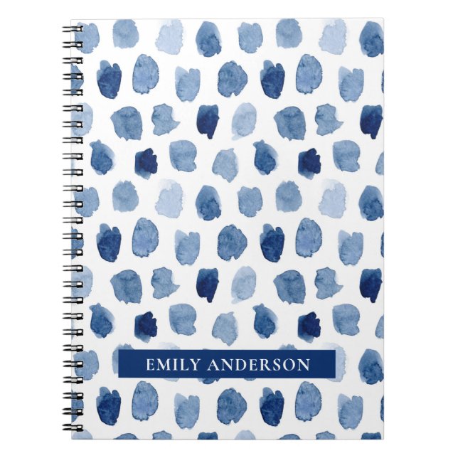 ORGANIC NAVY BLUE INDIGO DOTS TIE DYE PATTERN NOTEBOOK (Front)