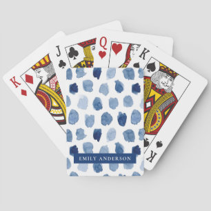 ORGANIC NAVY BLUE INDIGO DOTS TIE DYE PATTERN PLAYING CARDS