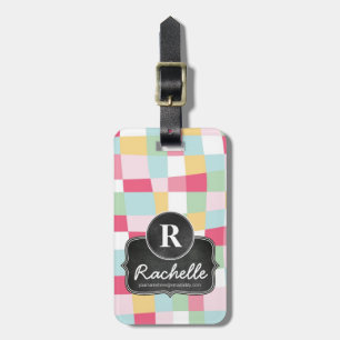 Organic Pastel Mod Girly Chalkboard Monogram Luggage Tag