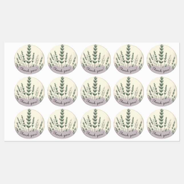 Organic Pastel Thank You Sticker – Soft Botanical  (Sheet)