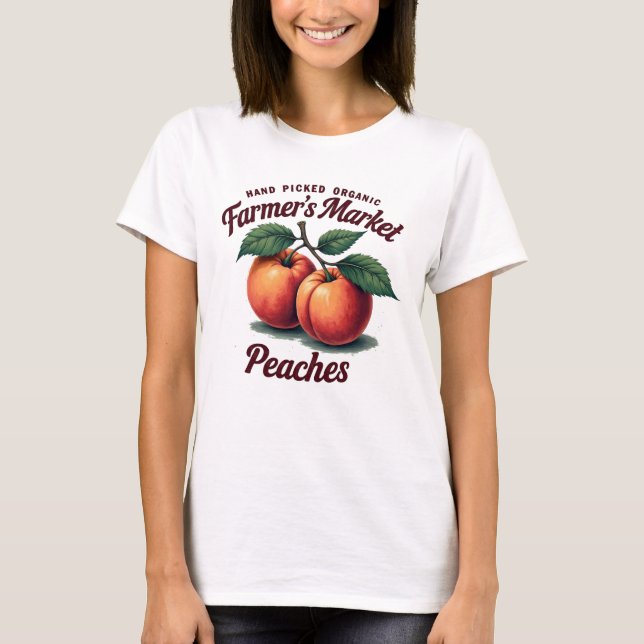 Organic Peaches Tee – Handpicked & Juicy (Front)