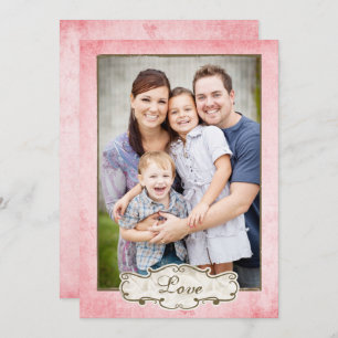 Organic Pink Grunge Double Sided Photo Holiday