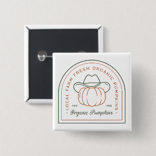 Organic pumpkin country farm fall season western 2 Inch Square Button