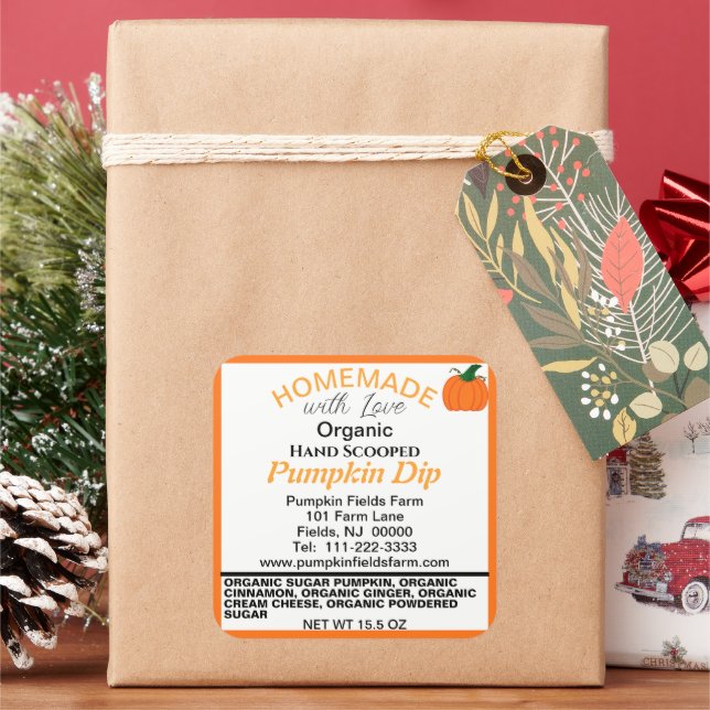 Organic Pumpkin Dip Spices Square Sticker (Holiday)