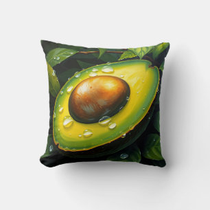 Organic Raingrown Avocado with Dewdrops Throw Pillow