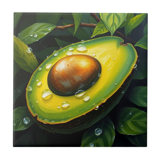 Organic Raingrown Avocado with Dewdrops Tile (Front)