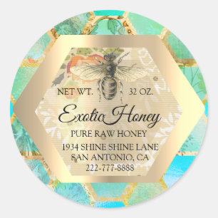 Organic Raw Honey Jar Honeybee Honeycomb Apiary Classic Round Sticker