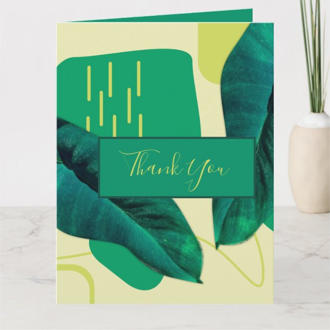 Organic Realistic Leaf Collage Greenery Thank You Card (Front)