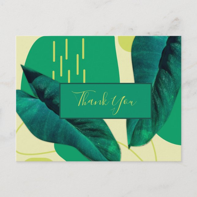 Organic Realistic Leaf Collage Greenery Thank You Postcard (Front)