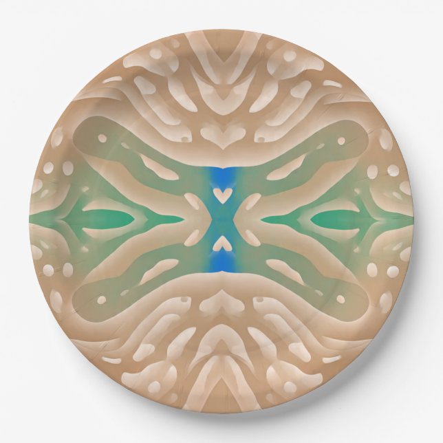 Organic Sand Wave Abstract Pattern Paper Plate (Front)