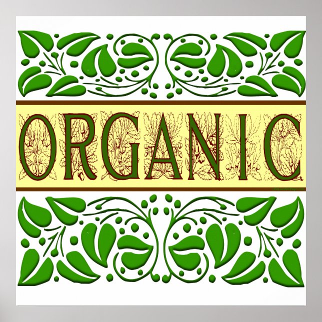 Organic Saying with Acorns Vintage Art Print (Front)