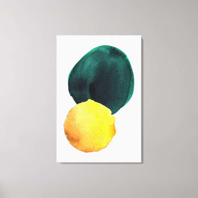 Organic Shape Abstract Watercolor Yellow Green Canvas Print (Front)