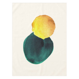 Organic Shape Abstract Watercolor Yellow Green Tablecloth