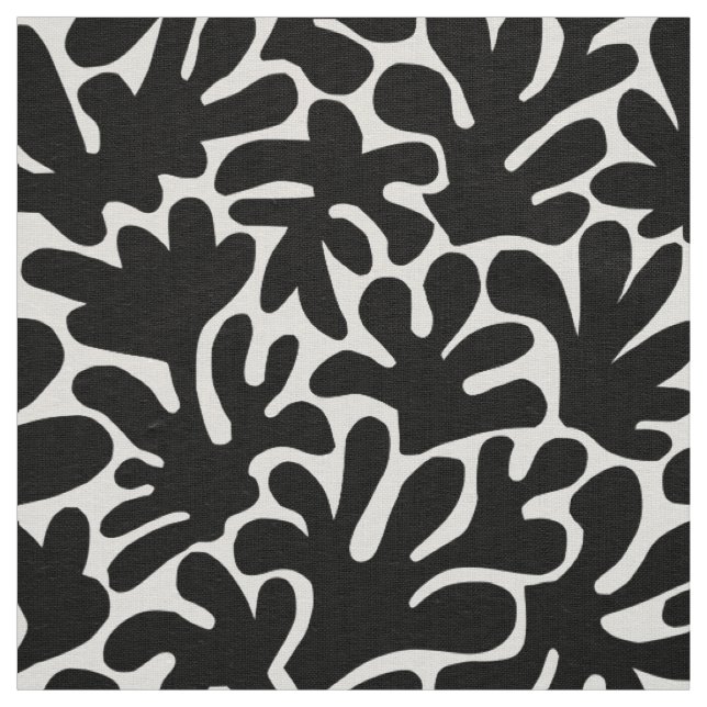 Organic Shapes Abstract 240822 - Black Fabric (Swatch)