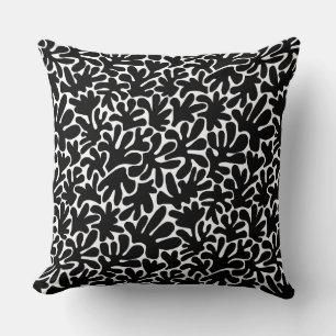Organic Shapes Abstract 240822 - Black Throw Pillow