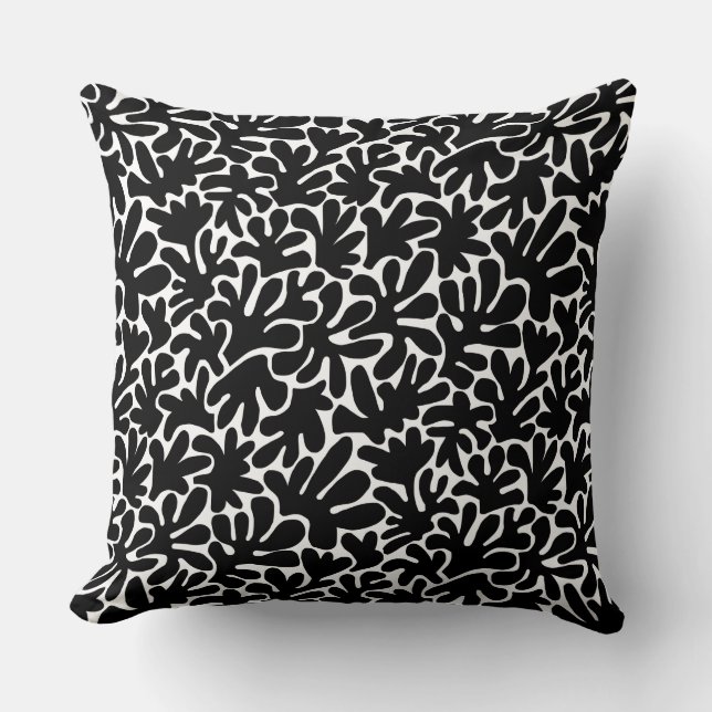 Organic Shapes Abstract 240822 - Black Throw Pillow (Front)