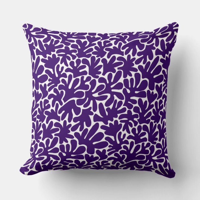 Organic Shapes Abstract 240822 - Deep Purple Throw Pillow (Front)