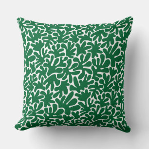 Organic Shapes Abstract 240822 - Forest Green Throw Pillow