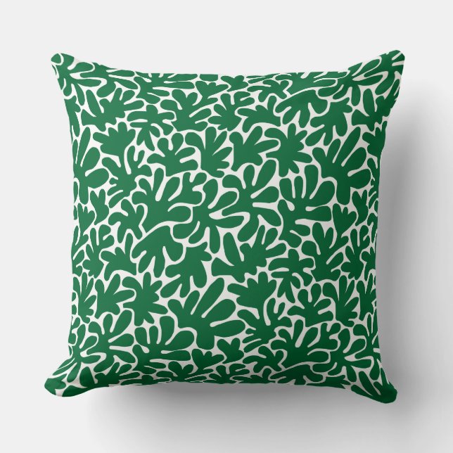 Organic Shapes Abstract 240822 - Forest Green Throw Pillow (Front)