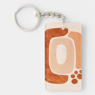 Organic Shapes Abstract a Earth Tone Modern Keychain