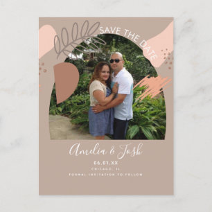 Organic Shapes Arch Boho Save the Date Photo Post Postcard