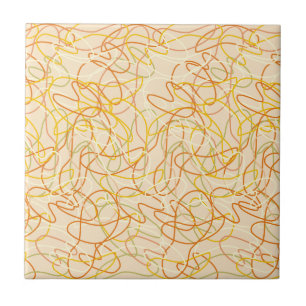 Organic Shapes in Orange, Gold & Yellow on Orange Tile