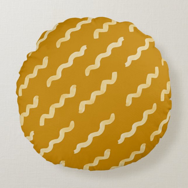 Organic shapes naive pattern. Abstract watercolor  Round Pillow (Front)