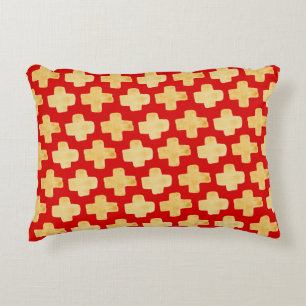 Organic shapes naive pattern with golden crosses o accent pillow