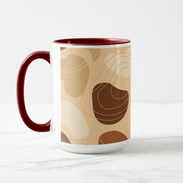 Organic shapes pattern brown and beige mug (Left)