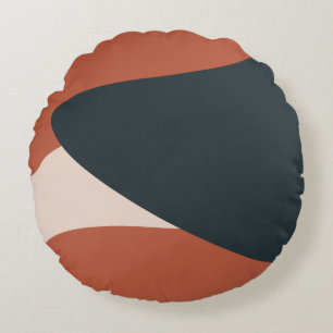 Organic Shapes Warm Tones Modern Round Pillow