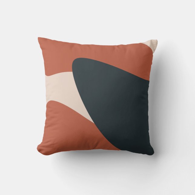 Organic Shapes Warm Tones Modern Throw Pillow (Front)