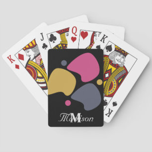 Organic Smooth Rocks and Dots Pink Purple Yellow Playing Cards
