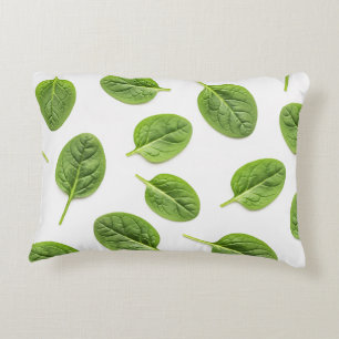 Organic Spinach Leaf Seamless Pattern Accent Pillow