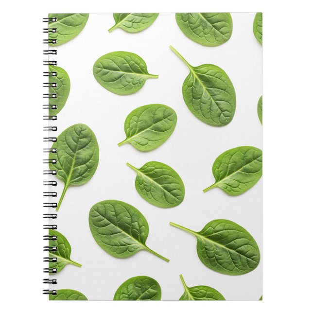 Organic Spinach Leaf Seamless Pattern Notebook (Front)