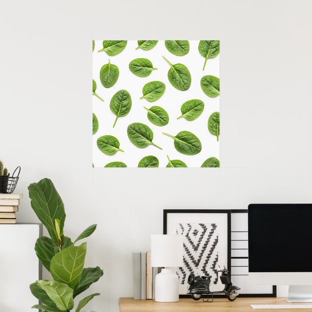 Organic Spinach Leaf Seamless Pattern Poster (Home Office)