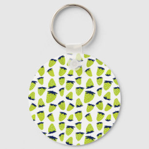 Organic summer strawberries neon green keychain