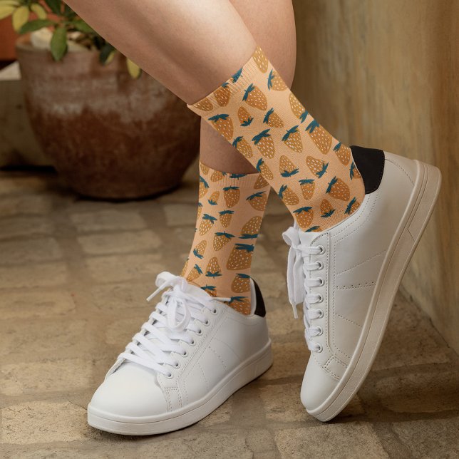 Organic summer strawberries orange socks (Creator Uploaded)