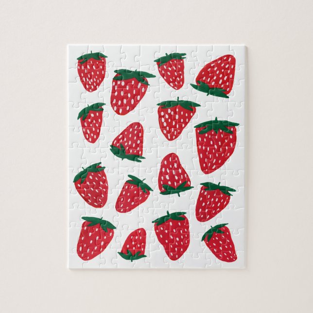 Organic summer strawberries - red and green jigsaw puzzle (Vertical)