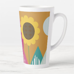 Organic Sunflower and Mountains Latte Mug