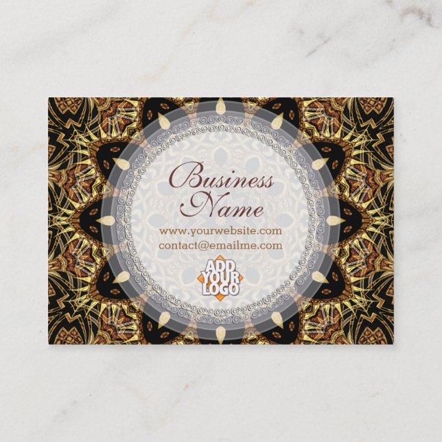 Organic Tapestry Earthy Gold Business Card (Back)