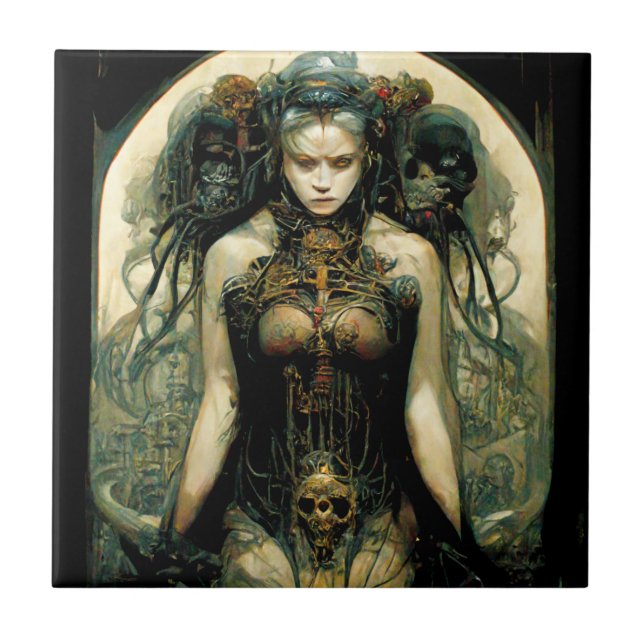 Organic Tech Woman Fantasy Sci-Fi Tile (Front)