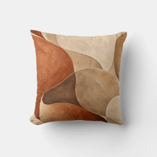 Organic Terracotta Beige Sculptural Abstract Throw Pillow