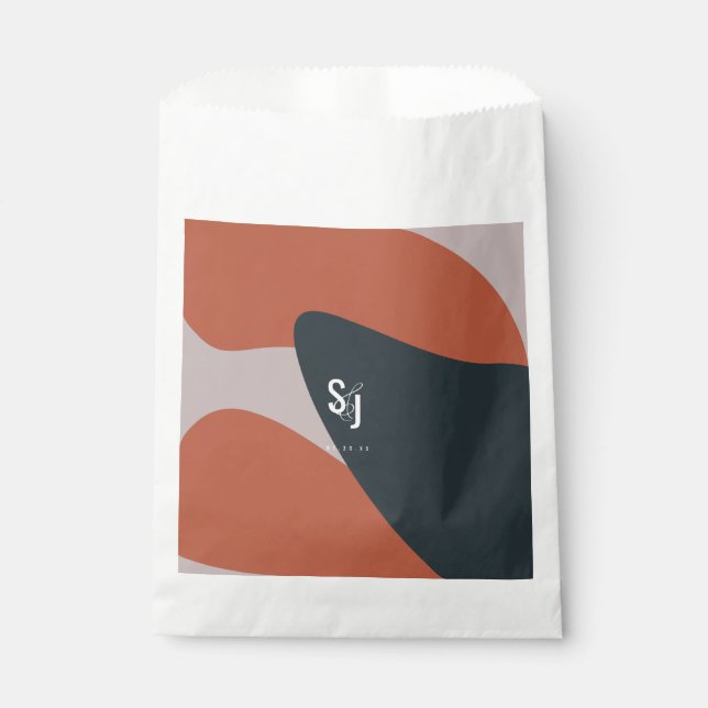 Organic Terracotta Blue Blush Wedding Favour Bag (Front)