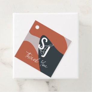 Organic Terracotta Blue Geo Thank You Wedding Favour Tags