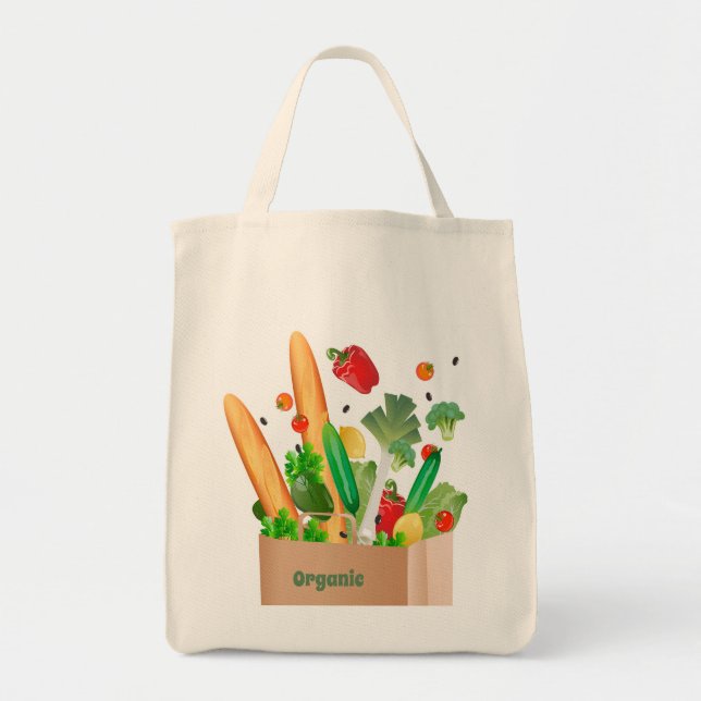 Organic tote bag with a delicious illustration. (Front)