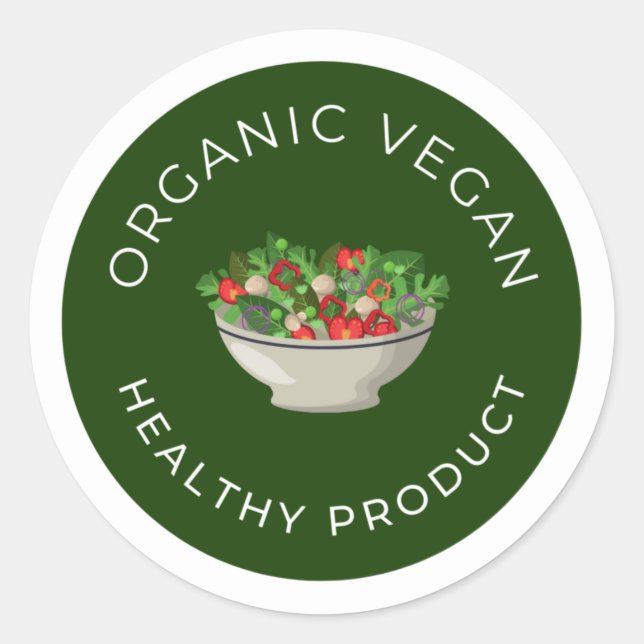 Organic vegan, healthy food classic round sticker (Front)