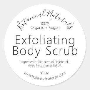 Organic Vegan Pure Handmade Body Scrub Labels