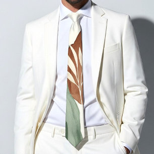 Organic Watercolor Sage Green and Oat Milk Botanic Tie